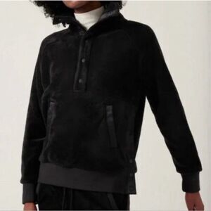 Athleta black recover cozy Sherpa snap front pullover fleece sweater xs